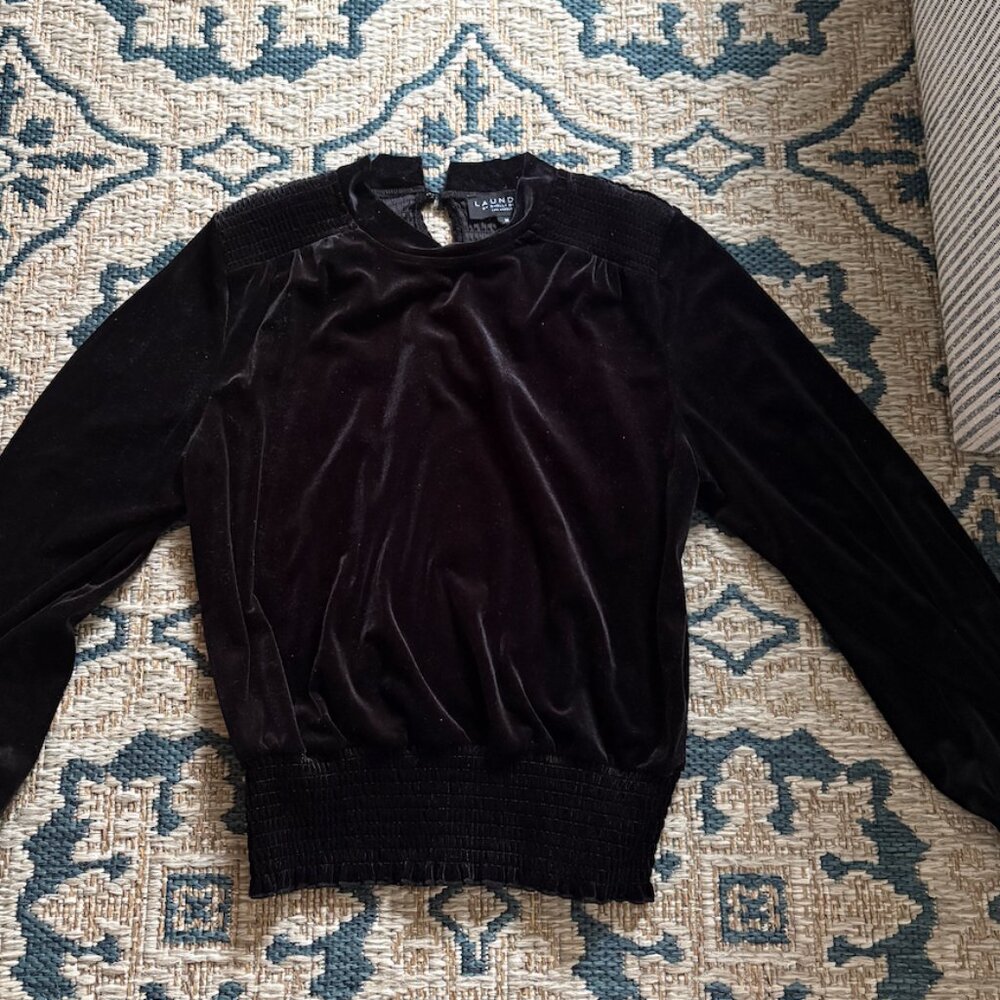 Velour Long Sleeve Smocked Top